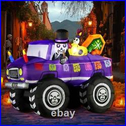 7FT Halloween Lighted Inflatable Skull Monster Truck Outdoor Giant Decor Blow Up 7FT Halloween Lighted Inflatable Skull Monster Truck Outdoor Giant Decor Blow Up