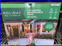 7FT Lighted Reindeer in Pink Cocktail Inflatable Christmas Yard Decor nib 2025