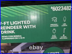 7FT Lighted Reindeer in Pink Cocktail Inflatable Christmas Yard Decor nib 2025