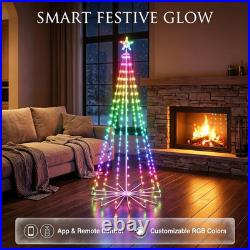 7FT Outdoor Christmas Tree, RGB Color Changing Pre-Lit Smart Cone Christmas Tre
