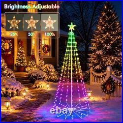7FT Outdoor Christmas Tree, RGB Color Changing Pre-Lit Smart Cone Christmas Tre