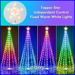 7FT Outdoor Christmas Tree, RGB Color Changing Pre-Lit Smart Cone Christmas Tre
