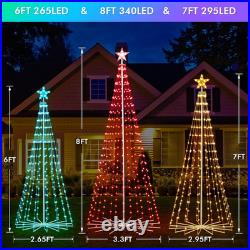 7FT Outdoor Christmas Tree, RGB Color Changing Pre-Lit Smart Cone Christmas Tre