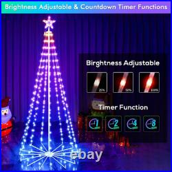 7FT Outdoor Christmas Tree, RGB Color Changing Pre-Lit Smart Cone Christmas Tre