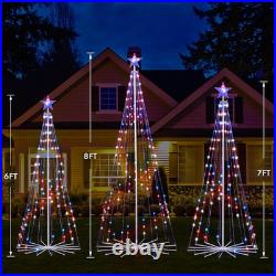 7FT Outdoor Christmas Tree, RGB Color Changing Pre-Lit Smart Cone Christmas Tre