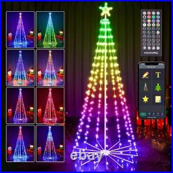 7FT Outdoor Christmas Tree, RGB Color Changing Pre-Lit Smart Cone Christmas Tre