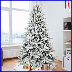 7FT PE & PVC Flocked Artificial Christmas Tree, with1514 branch tips and metal sta 7FT PE & PVC Flocked Artificial Christmas Tree, with1514 branch tips and metal sta