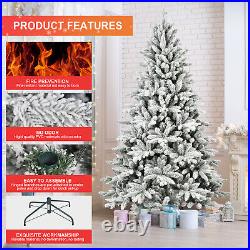 7FT PE & PVC Flocked Artificial Christmas Tree, with1514 branch tips and metal sta 7FT PE & PVC Flocked Artificial Christmas Tree, with1514 branch tips and metal sta