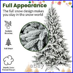 7FT PE & PVC Flocked Artificial Christmas Tree, with1514 branch tips and metal sta 7FT PE & PVC Flocked Artificial Christmas Tree, with1514 branch tips and metal sta