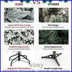 7FT PE & PVC Flocked Artificial Christmas Tree, with1514 branch tips and metal sta 7FT PE & PVC Flocked Artificial Christmas Tree, with1514 branch tips and metal sta