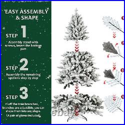 7FT PE & PVC Flocked Artificial Christmas Tree, with1514 branch tips and metal sta 7FT PE & PVC Flocked Artificial Christmas Tree, with1514 branch tips and metal sta