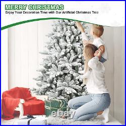 7FT PE & PVC Flocked Artificial Christmas Tree, with1514 branch tips and metal sta 7FT PE & PVC Flocked Artificial Christmas Tree, with1514 branch tips and metal sta