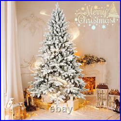 7FT PE & PVC Flocked Artificial Christmas Tree, with1514 branch tips and metal sta 7FT PE & PVC Flocked Artificial Christmas Tree, with1514 branch tips and metal sta