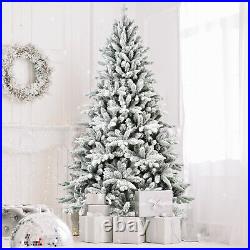 7FT PE & PVC Flocked Artificial Christmas Tree, with1514 branch tips and metal sta 7FT PE & PVC Flocked Artificial Christmas Tree, with1514 branch tips and metal sta