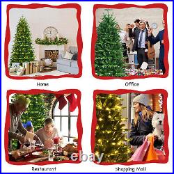 7FT Pre-Lit Hinged Christmas Tree 2458 PE & PVC Tips with 450 Lights & Foot Switch