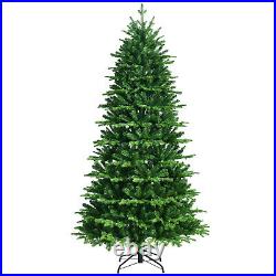 7FT Pre-Lit Hinged Christmas Tree 2458 PE & PVC Tips with 450 Lights & Foot Switch