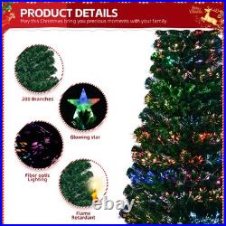 7FT Pre-lit Christmas Tree Artificial Fiber Optic Xmas Trees with Lighted Top Star