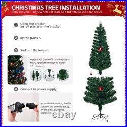 7FT Pre-lit Christmas Tree Artificial Fiber Optic Xmas Trees with Lighted Top Star