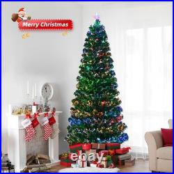 7FT Pre-lit Christmas Tree Artificial Fiber Optic Xmas Trees with Lighted Top Star