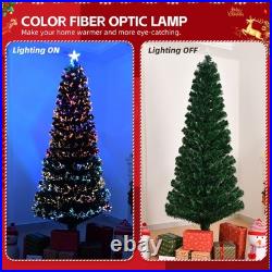 7FT Pre-lit Christmas Tree Artificial Fiber Optic Xmas Trees with Lighted Top Star