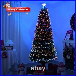 7FT Pre-lit Christmas Tree Artificial Fiber Optic Xmas Trees with Lighted Top Star