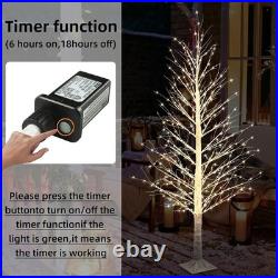 7FT Prelit Birch Tree 1000 LED Warm White Twinkle Lights Indoor Outdoor Xmas NEW
