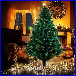 7Ft Pre Lit Fiber Optic Christmas Tree Xmas With LED Lights & Top Star & Stand 7Ft Pre Lit Fiber Optic Christmas Tree Xmas With LED Lights & Top Star & Stand
