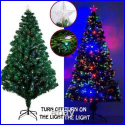 7Ft Pre Lit Fiber Optic Christmas Tree Xmas With LED Lights & Top Star & Stand 7Ft Pre Lit Fiber Optic Christmas Tree Xmas With LED Lights & Top Star & Stand