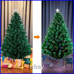 7Ft Pre Lit Fiber Optic Christmas Tree Xmas With LED Lights & Top Star & Stand 7Ft Pre Lit Fiber Optic Christmas Tree Xmas With LED Lights & Top Star & Stand