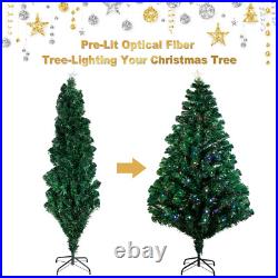 7Ft Pre Lit Fiber Optic Christmas Tree Xmas With LED Lights & Top Star & Stand 7Ft Pre Lit Fiber Optic Christmas Tree Xmas With LED Lights & Top Star & Stand