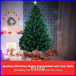 7Ft Pre Lit Fiber Optic Christmas Tree Xmas With LED Lights & Top Star & Stand 7Ft Pre Lit Fiber Optic Christmas Tree Xmas With LED Lights & Top Star & Stand
