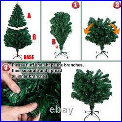 7Ft Pre Lit Fiber Optic Christmas Tree Xmas With LED Lights & Top Star & Stand 7Ft Pre Lit Fiber Optic Christmas Tree Xmas With LED Lights & Top Star & Stand