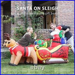 7.2ft Long Christmas Inflatable Santa on Red Sleigh LED Lighted Blow-up Yard Dec 7.2ft Long Christmas Inflatable Santa on Red Sleigh LED Lighted Blow-up Yard Dec