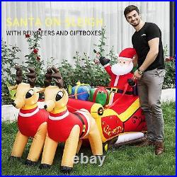 7.2ft Long Christmas Inflatable Santa on Red Sleigh LED Lighted Blow-up Yard Dec 7.2ft Long Christmas Inflatable Santa on Red Sleigh LED Lighted Blow-up Yard Dec
