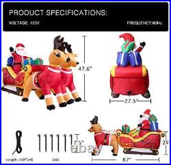 7.2ft Long Christmas Inflatable Santa on Red Sleigh LED Lighted Blow-up Yard Dec 7.2ft Long Christmas Inflatable Santa on Red Sleigh LED Lighted Blow-up Yard Dec