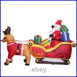7.2ft Long Christmas Inflatable Santa on Red Sleigh LED Lighted Blow-up Yard Dec 7.2ft Long Christmas Inflatable Santa on Red Sleigh LED Lighted Blow-up Yard Dec