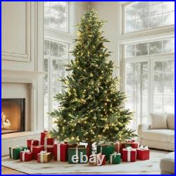 7.5FT Pre-Lit Artificial Christmas Tree, Green Full Aspen Fir Xmas Tree with LED 7.5FT Pre-Lit Artificial Christmas Tree, Green Full Aspen Fir Xmas Tree with LED