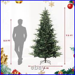 7.5FT Pre-Lit Artificial Christmas Tree, Green Full Aspen Fir Xmas Tree with LED 7.5FT Pre-Lit Artificial Christmas Tree, Green Full Aspen Fir Xmas Tree with LED