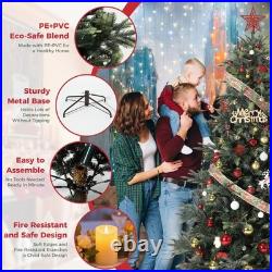 7.5FT Pre-Lit Artificial Christmas Tree, Green Full Aspen Fir Xmas Tree with LED 7.5FT Pre-Lit Artificial Christmas Tree, Green Full Aspen Fir Xmas Tree with LED