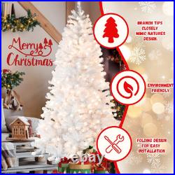 7.5FT Prelit White Artificial Christmas Tree with 450 Light 1240 Tip Home Decore 7.5FT Prelit White Artificial Christmas Tree with 450 Light 1240 Tip Home Decore
