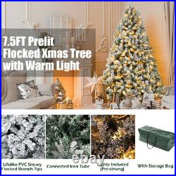 7.5FT Snow Flocked Christmas Tree with 500 LED Warm Light for Home Outdoor Decor 7.5FT Snow Flocked Christmas Tree with 500 LED Warm Light for Home Outdoor Decor