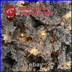 7.5FT Snow Flocked Christmas Tree with 500 LED Warm Light for Home Outdoor Decor 7.5FT Snow Flocked Christmas Tree with 500 LED Warm Light for Home Outdoor Decor