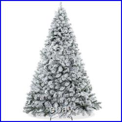7.5FT Snow-Flocked Pine Realistic Artificial Holiday Christmas Tree with Stand