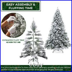 7.5FT Snow-Flocked Pine Realistic Artificial Holiday Christmas Tree with Stand