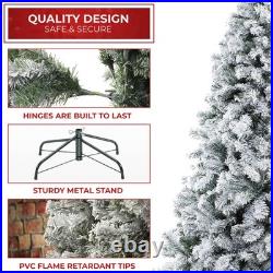 7.5FT Snow-Flocked Pine Realistic Artificial Holiday Christmas Tree with Stand
