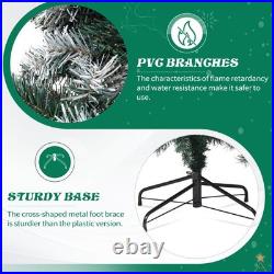 7.5FT Snow Tipped Christmas Tree with 350 Warm Lights & Silver Ribbon for Party