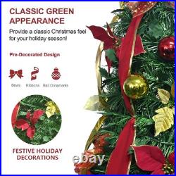 7.5F Prelit Pop Up Christmas Tree Artificial Pull up Xmas Decor Tree with 200Light