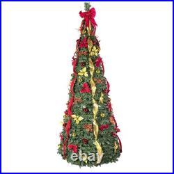 7.5F Prelit Pop Up Christmas Tree Artificial Pull up Xmas Decor Tree with 200Light