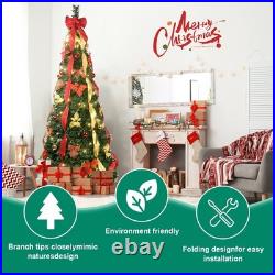 7.5F Prelit Pop Up Christmas Tree Artificial Pull up Xmas Decor Tree with 200Light