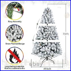 7.5Ft Pre-Lit Artificial Christmas Tree WithIncandescent Warm White Lights, Snow 7.5Ft Pre-Lit Artificial Christmas Tree WithIncandescent Warm White Lights, Snow